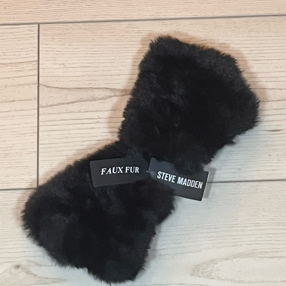 Steve Madden Black Faux Fur Earwarmer Headband